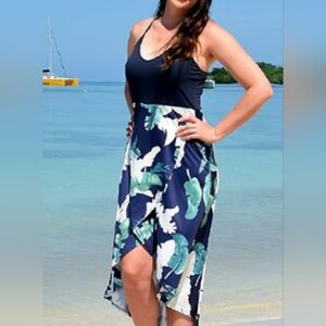 Womens Baikea Sleeveless Floral High Low Maternity Breastfeeding Maxi Dress  L